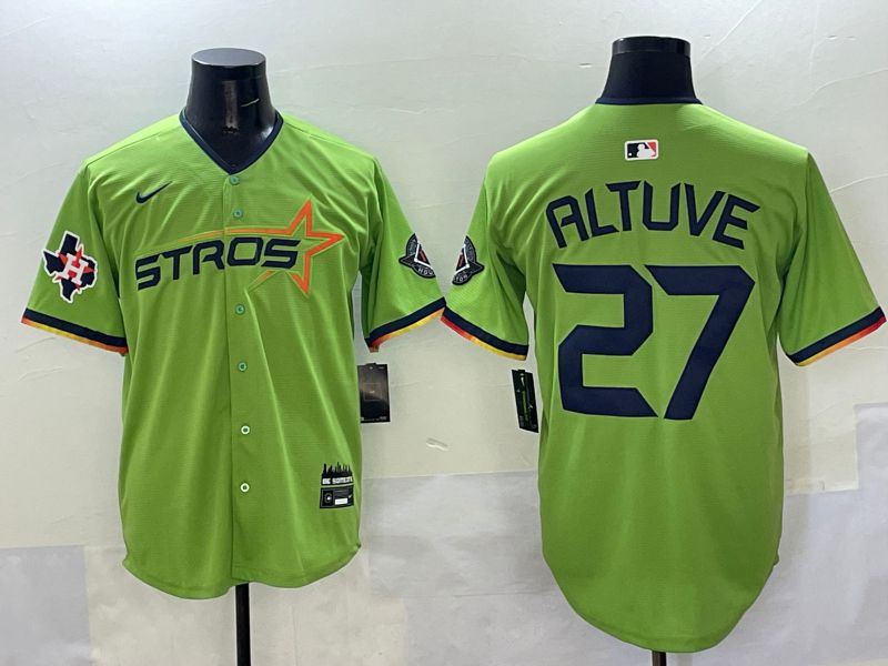 Men Houston Astros #27 Altuve Green three generations Joint Name 2025 Nike MLB Jersey style 9->houston astros->MLB Jersey